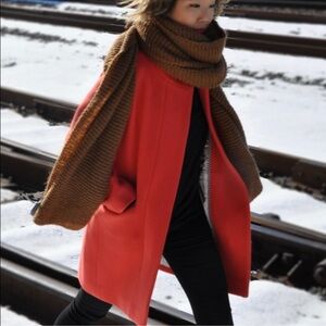 J. Crew Stadium-cloth cocoon coat by Nello Gori wool Red Orange Sz. 0